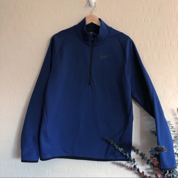 NIKE Dri-Fit Men’s Fleece Royal Blue Pullover quarter zip Sweater S - Picture 3 of 8